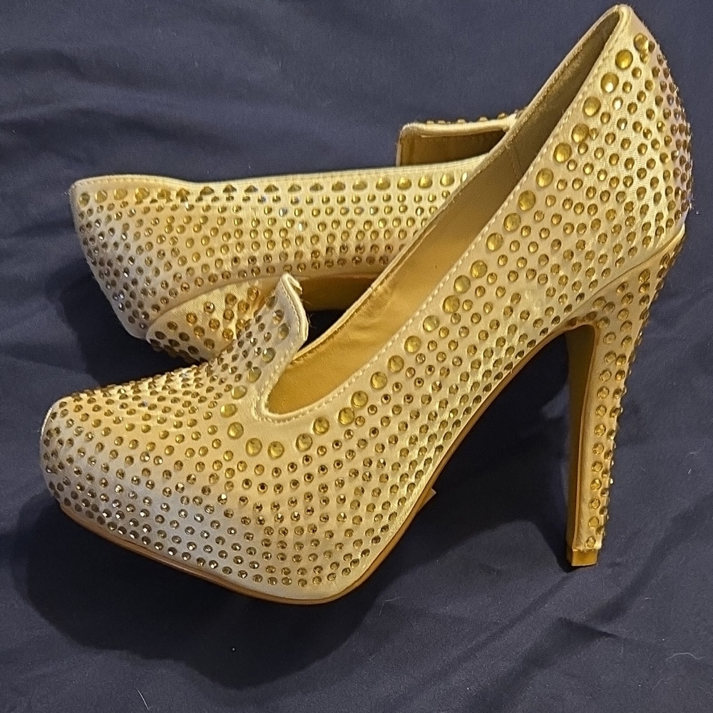 Italina Gold Studded Women's Heels